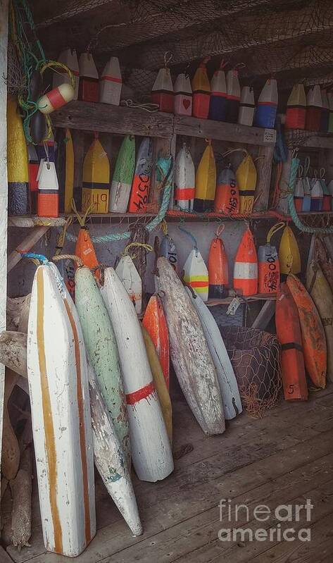 Buoys Art Print featuring the photograph Buoys in a sea shack by Mary Capriole