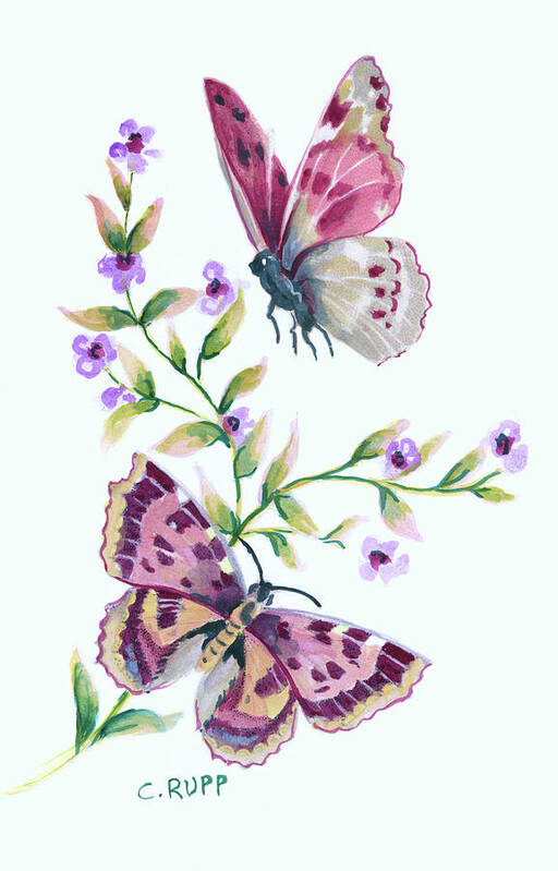 Butterfly In Lilac Art Print featuring the painting Butterfly In Lilac by Carol J Rupp