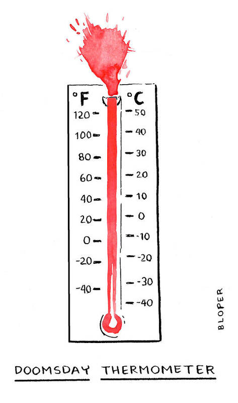 Doomsday Thermometer Art Print featuring the drawing Doomsday Thermometer by Brendan Loper