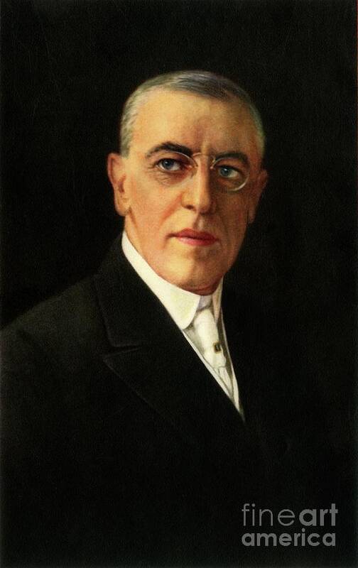 Education Art Print featuring the drawing Dr Woodrow Wilson by Print Collector