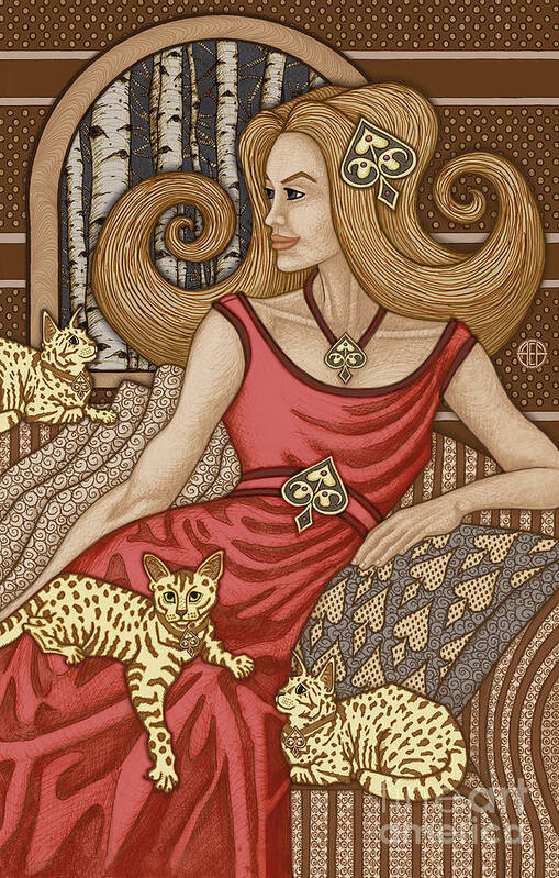 Cat Lady Art Print featuring the mixed media Exalted Beauty Quinlan 2019 by Amy E Fraser