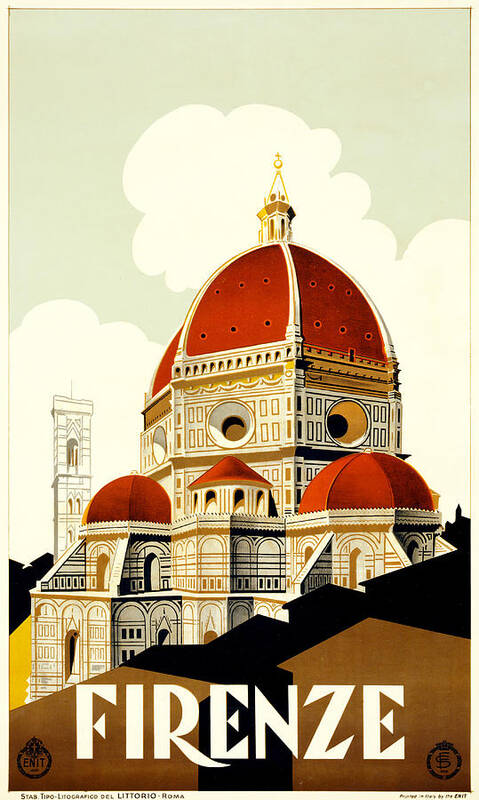 1930-1939 Art Print featuring the photograph Florence Travel Poster by Graphicaartis