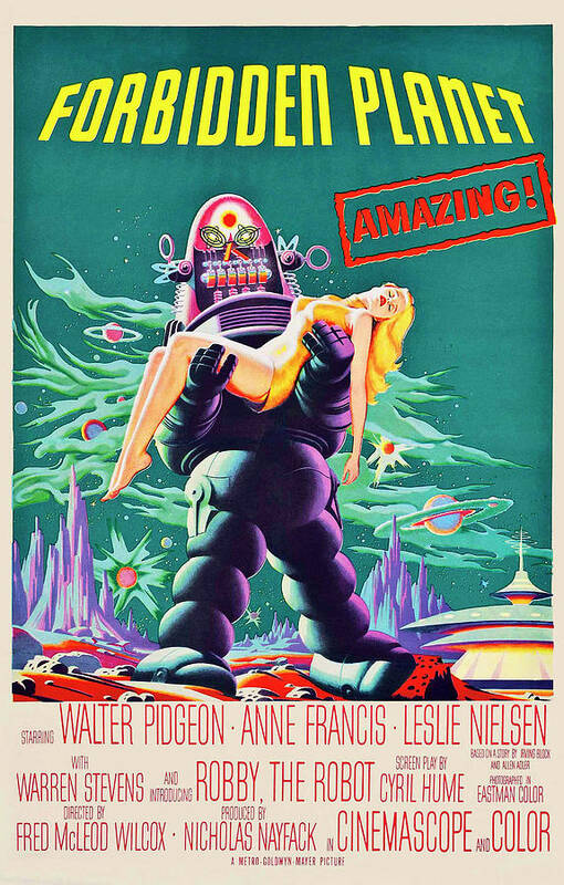 Robot Art Print featuring the painting Forbidden Planet by Unknown