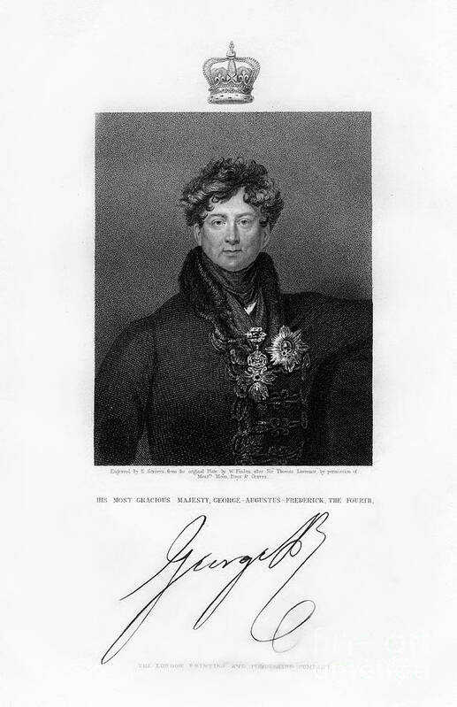 Crown Art Print featuring the drawing George Iv, King Of The United Kingdom by Print Collector
