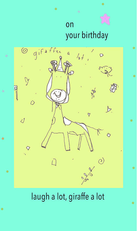  Art Print featuring the drawing Giraffe Happy Bday Iphone Case by Ashley Rice