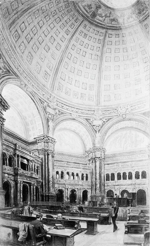 Ceiling Art Print featuring the photograph Library Of Congress by Archive Photos