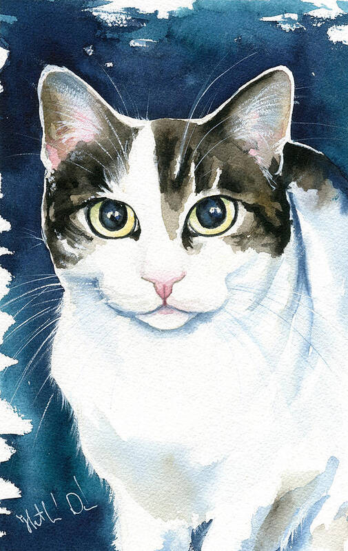 Cat Art Print featuring the painting Lindy Cat Painting by Dora Hathazi Mendes
