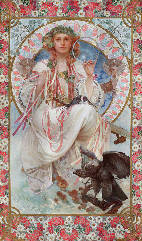 Alphonse Marie Mucha Art Print featuring the painting Portrait of Josephine Crane-Bradley as Slavia, 1908 by Alphonse Mucha