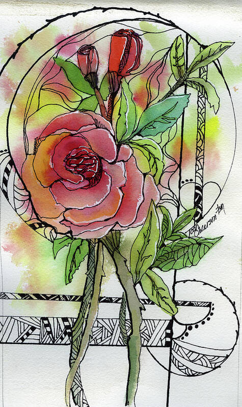Floral Art Print featuring the painting Rose is Rose by Joan Chlarson