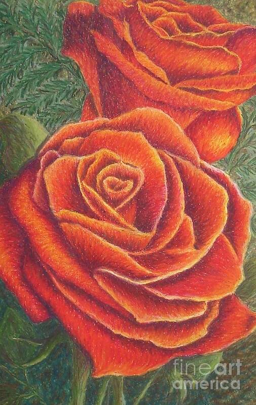 Roses Art Print featuring the painting Roses by Lisa Bliss Rush