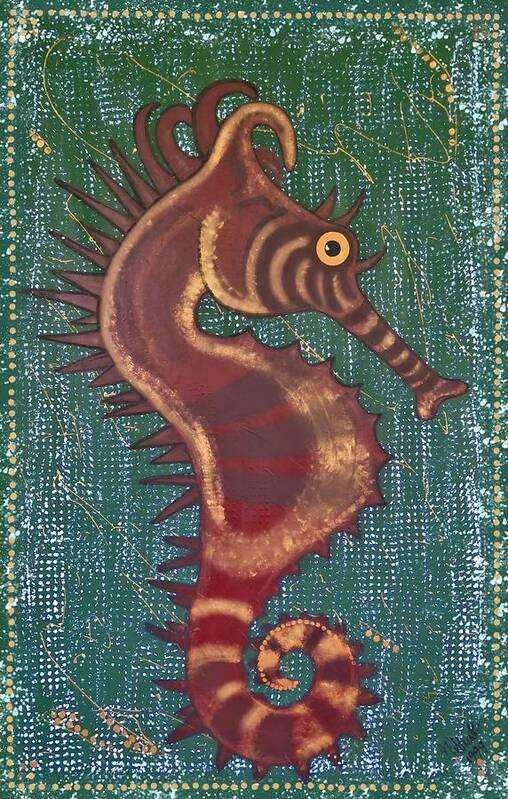 Seahorse Art Print featuring the painting Shehorse by Joan Stratton