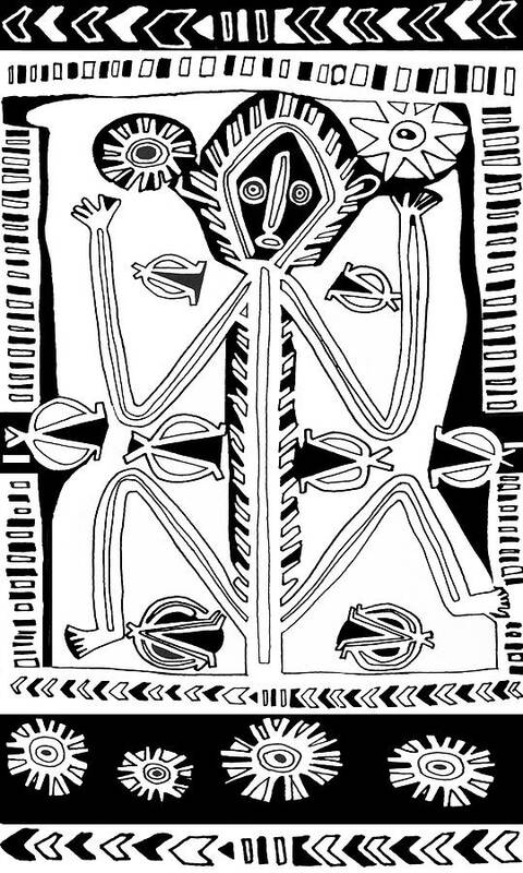 South Pacific Folk Art Art Print featuring the digital art South Pacific Samoa Man by Vagabond Folk Art - Virginia Vivier
