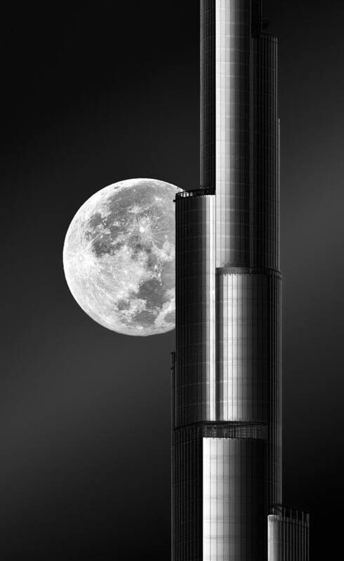 Supermoon Art Print featuring the photograph Super Moon Burjkhalifa by Zohaib Anjum