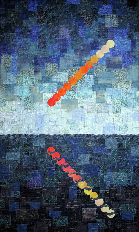 Abstract Art Print featuring the tapestry - textile Time Lapse Moon Rise by Pam Geisel