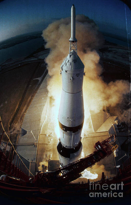 Research Art Print featuring the photograph View Of Apollo 6 Launching by Bettmann