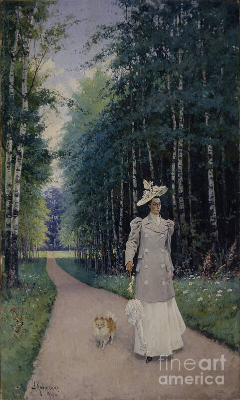 Oil Painting Art Print featuring the drawing Walk. Portrait Of Countess Leokadia by Heritage Images