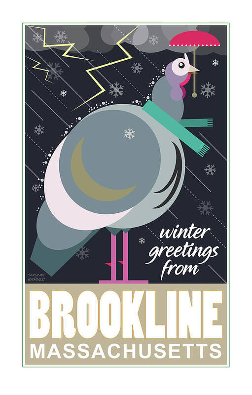 Brookline Art Print featuring the digital art Winter Greetings by Caroline Barnes