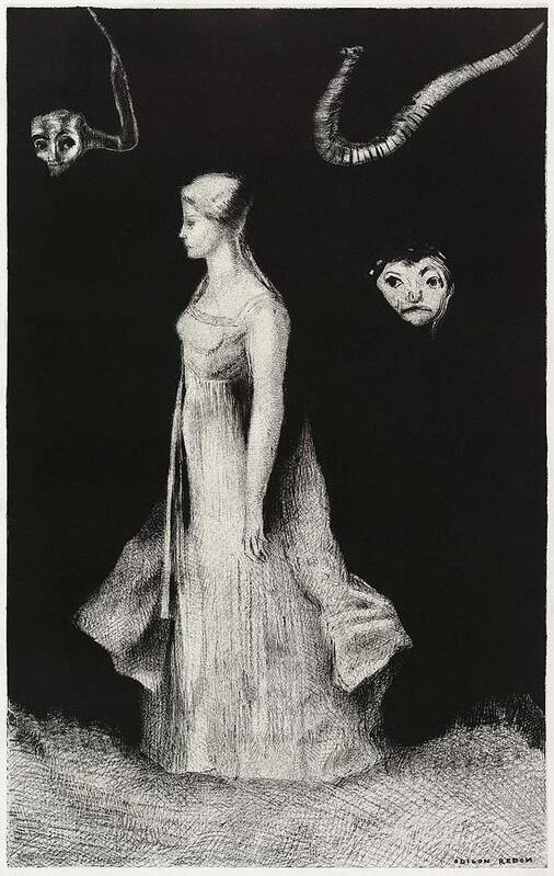 Noirs Art Print featuring the painting Haunting #2 by Odilon Redon