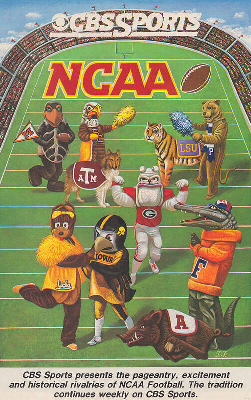 Ad Art Print featuring the mixed media 1984 CBS Sports Football Ad by Row One Brand