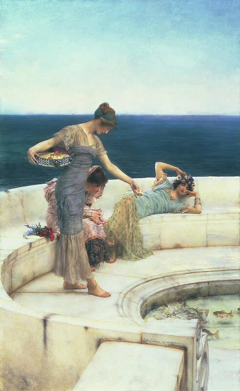 Lawrence Alma-tadema Art Print featuring the painting Silver Favourites #2 by Lawrence Alma Tadema