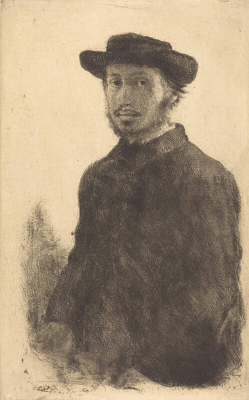  Art Print featuring the drawing Self Portrait #1 by Edgar Degas