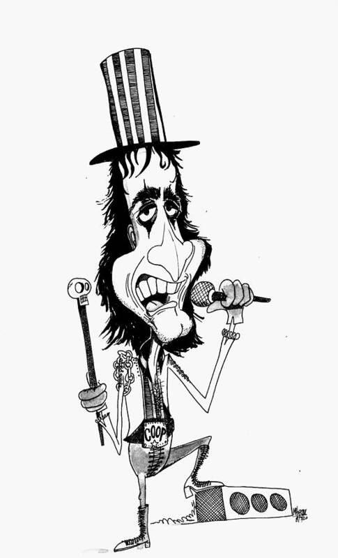 Rock And Roll Art Print featuring the drawing Alice Cooper by Michael Hopkins