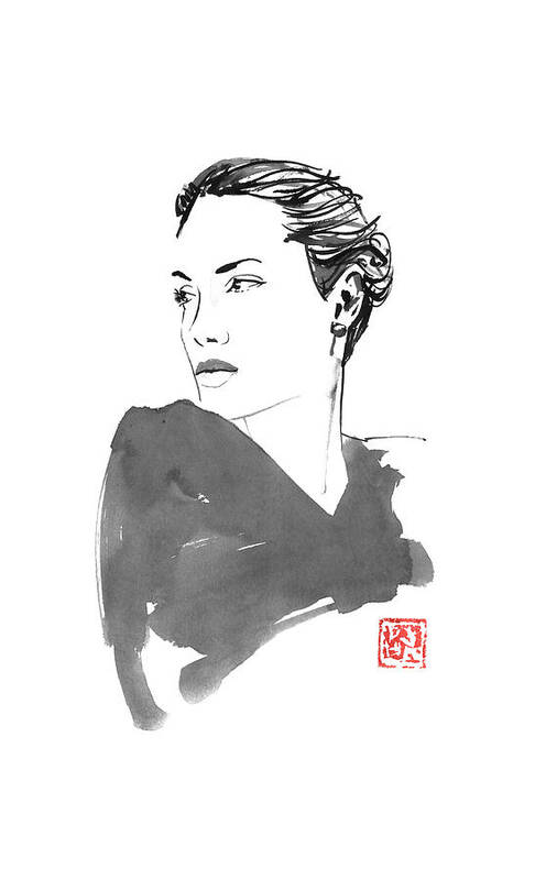 Angelina Art Print featuring the drawing Angelina by Pechane Sumie