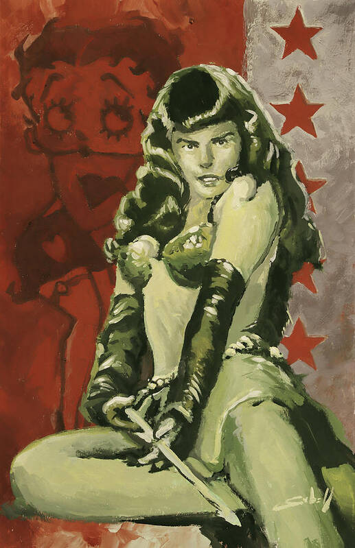 Bettie Page Art Print featuring the painting Bettie and Betty by Sv Bell