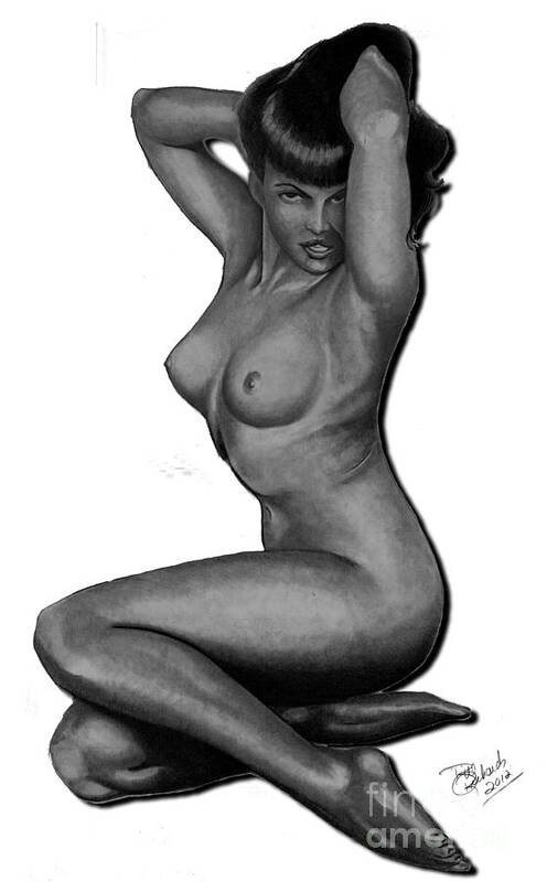 Betty Art Print featuring the drawing Betty Page by Bill Richards
