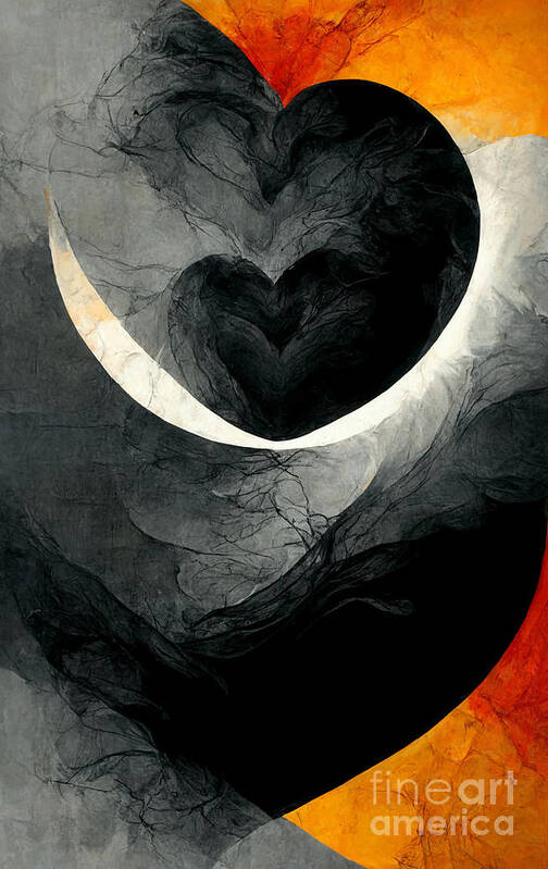 Heart Art Print featuring the digital art Black heart by Sabantha