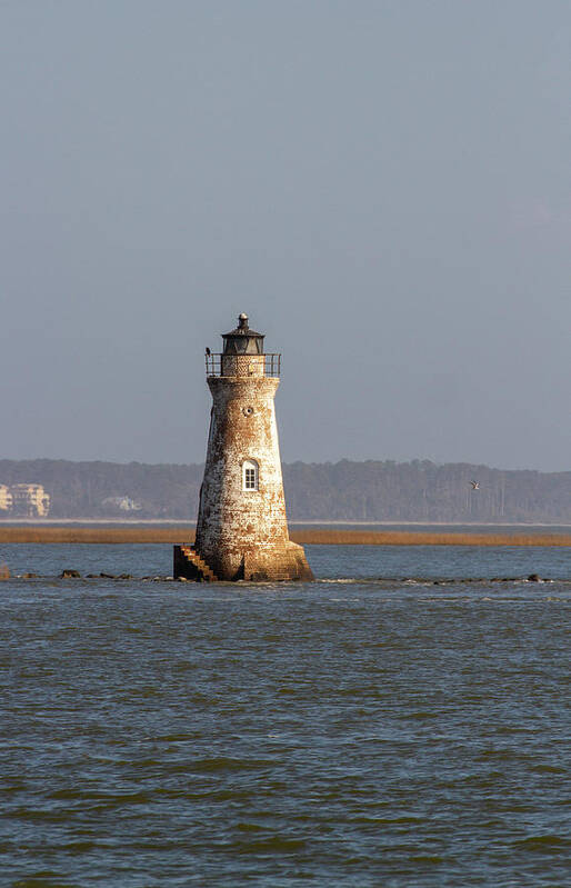 America Art Print featuring the photograph Cockspur Island Lighthouse and breakwater by Karen Foley