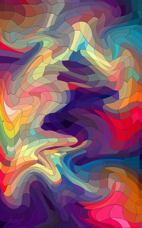 Colorful Art Print featuring the digital art Colorflow Abstract Mosaic by Shelli Fitzpatrick
