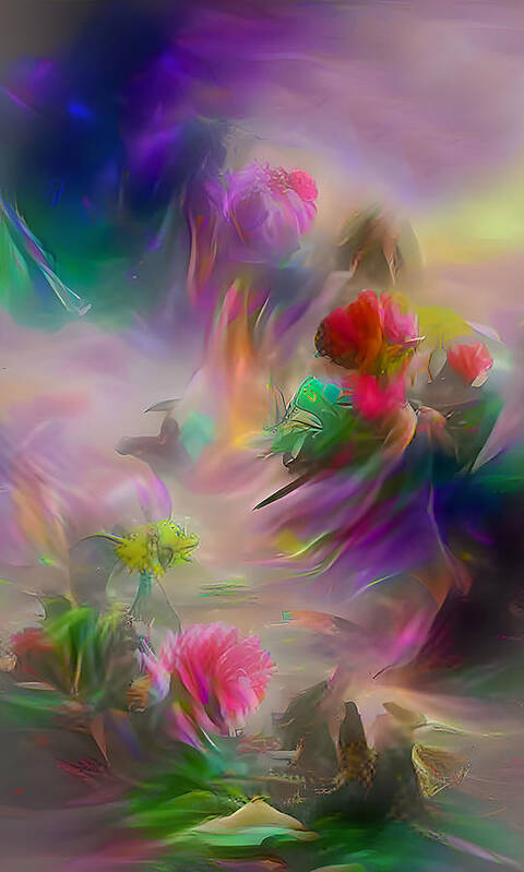 Floral Art Print featuring the digital art Colorful Floral Abstract 10 by Debra Kewley