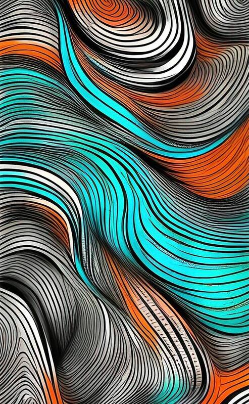 Curvy Art Print featuring the digital art Curvey Line Art by Bonnie Bruno