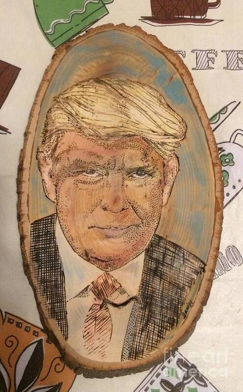 Donald Trump Art Print featuring the pyrography Donald Trump by Denise Tomasura