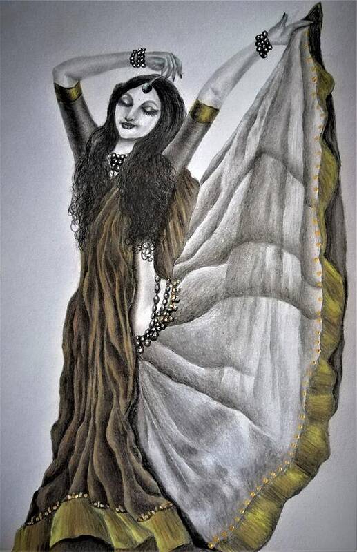 Dancer Art Print featuring the drawing Elated by Tara Krishna