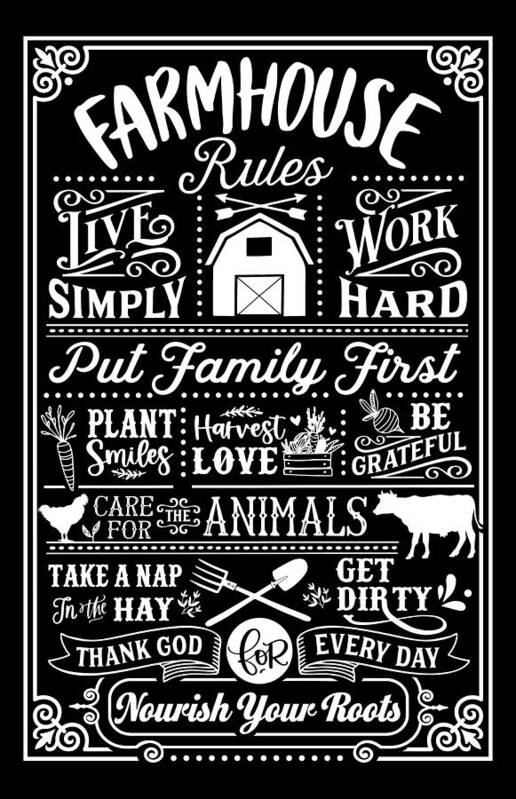 Family Art Print featuring the digital art Farmhouse Rules by Sambel Pedes