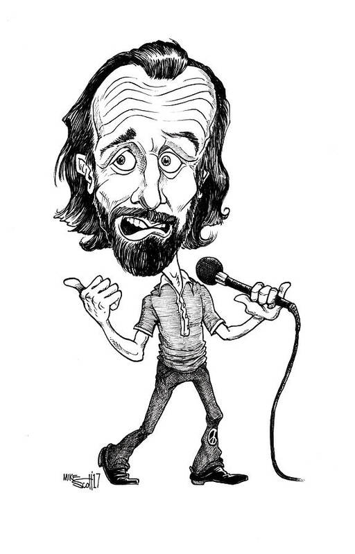 Cartoon Art Print featuring the drawing George Carlin by Mike Scott