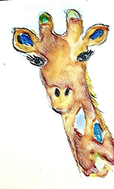  Art Print featuring the painting Giraffe with Makeup by Margaret Welsh Willowsilk