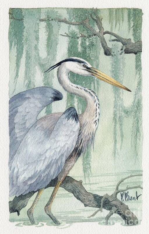 Birds Art Print featuring the painting Heron Bayou by Paul Brent