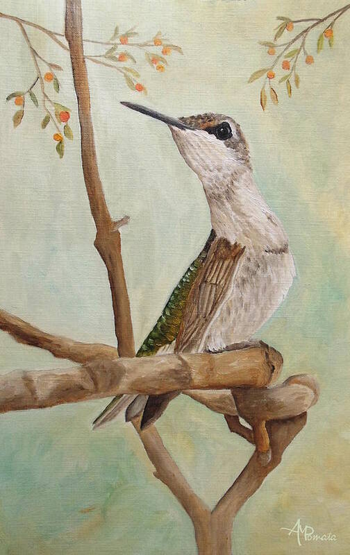 Hummingbird Art Print featuring the painting Oui, C'est Moi by Angeles M Pomata