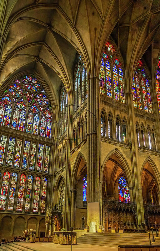 Metz Art Print featuring the photograph Interior Of Metz Cathedral In France by Elvira Peretsman
