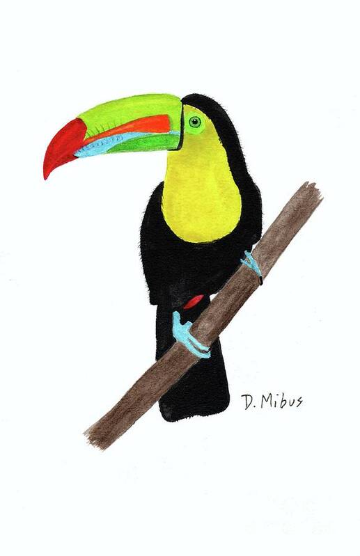 Keel-billed Toucan Art Print featuring the painting Keel-Billed Toucan Day 3 Challenge by Donna Mibus