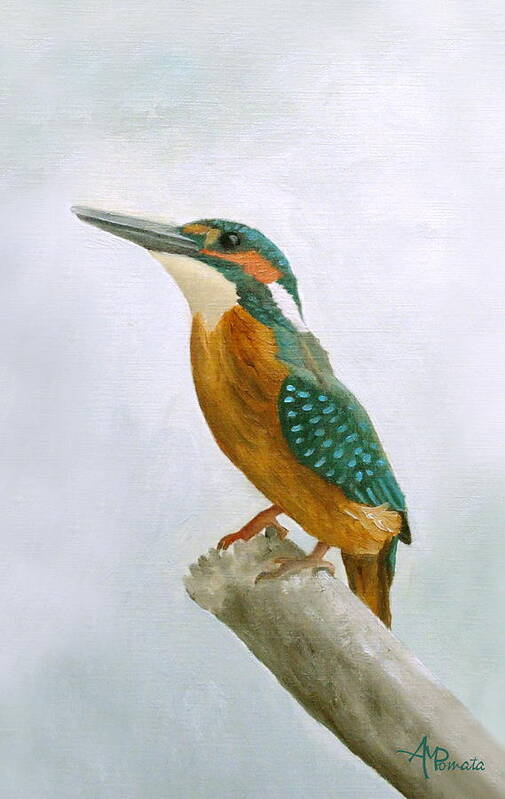 Kingfisher Art Print featuring the painting Kingfisher by Angeles M Pomata