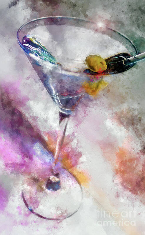 Watercolor Martini Art Print featuring the painting Martini Time by Jon Neidert