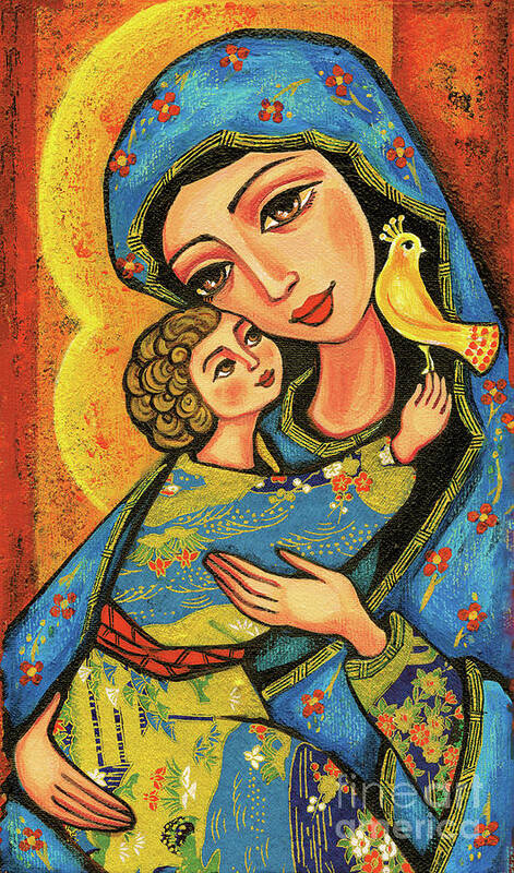 Mother And Child Art Print featuring the painting Mother Temple by Eva Campbell