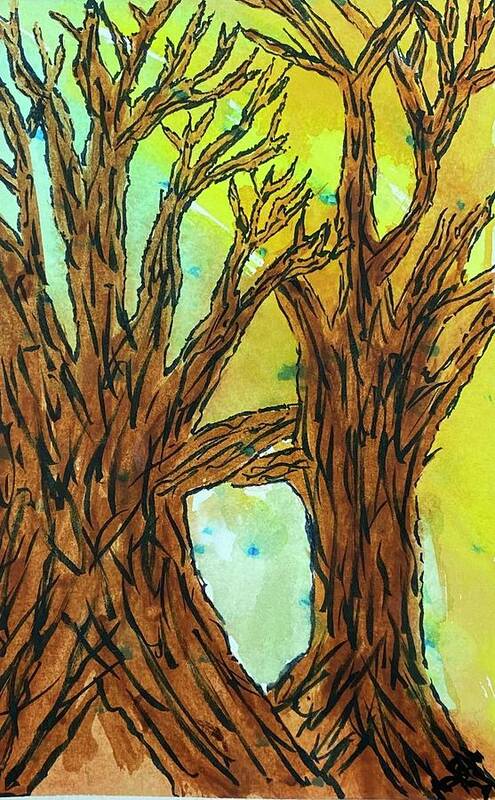 Trees Art Print featuring the painting Naked Trees #10 by Anjel B Hartwell