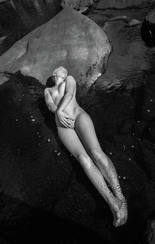 Nude Art Print featuring the photograph Nude Reclining In River by Lindsay Garrett