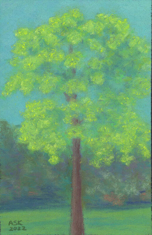 Oak Tree Art Print featuring the painting Oak at Entryway by Anne Katzeff