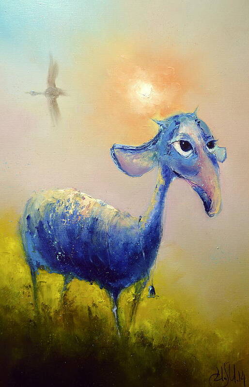 Russian Artists New Wave Art Print featuring the painting Sheep Dreams in Sunset by Igor Medvedev